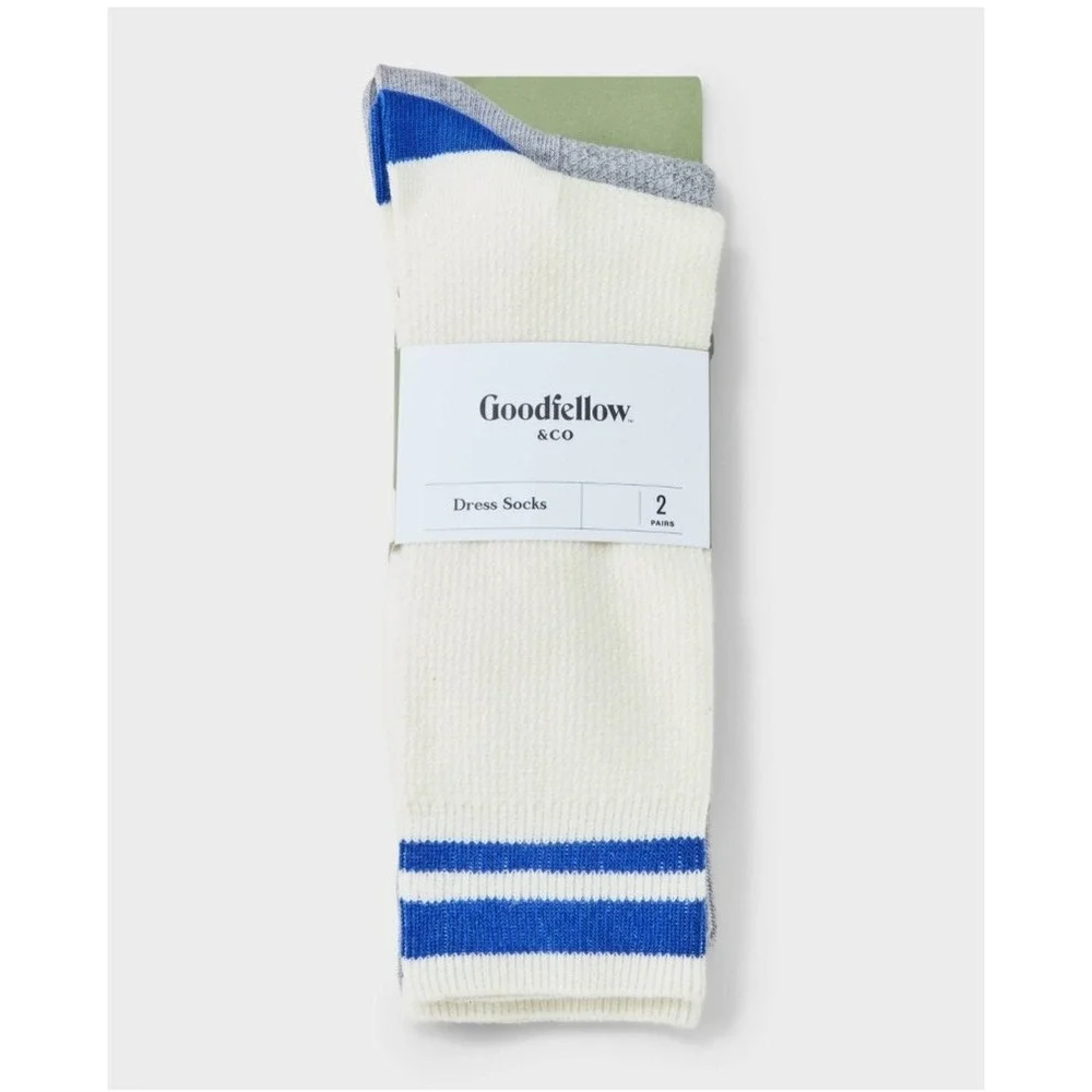 Men's Goodfellow and Co  Dress Socks 2pk lt gray & cream 6-12 NWT